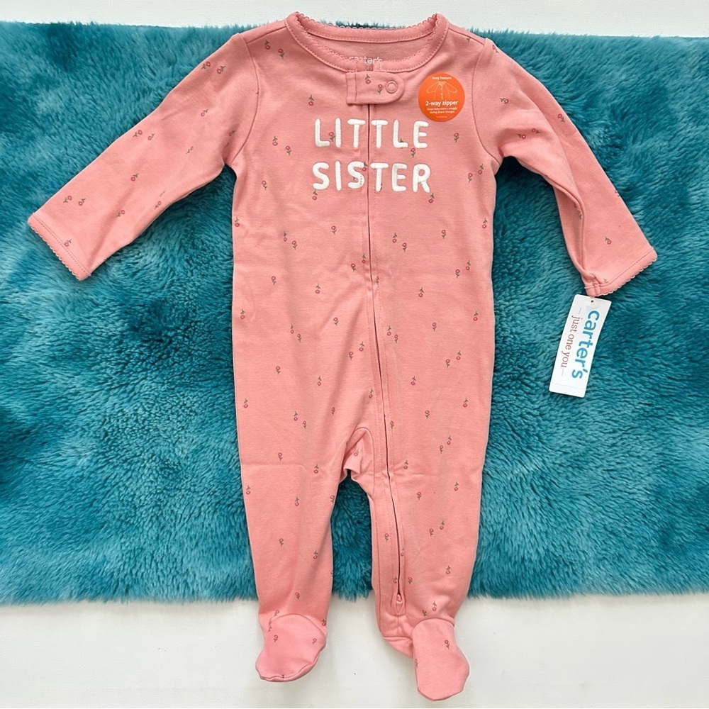 Carter's Pink 'Little Sister' Floral Footie